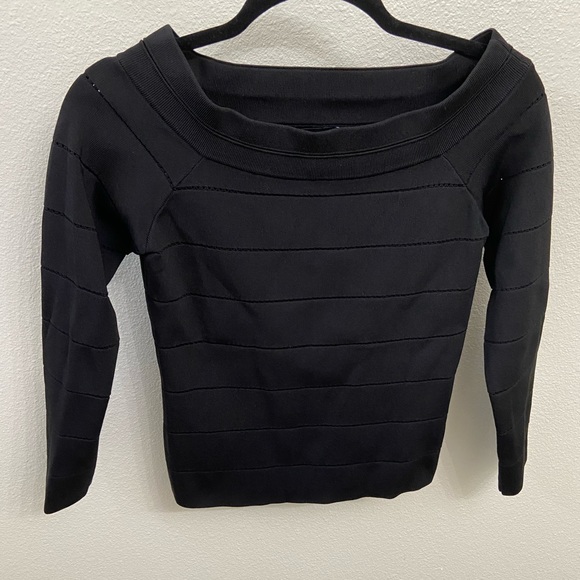 KAREN MILLEN, Pointelle Off-the-Shoulder Sweater - Picture 2 of 8